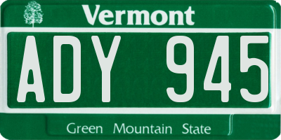 VT license plate ADY945