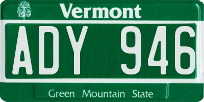 VT license plate ADY946