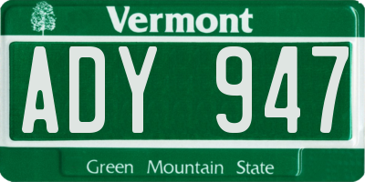 VT license plate ADY947