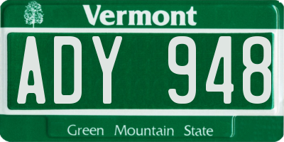 VT license plate ADY948