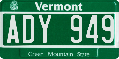 VT license plate ADY949
