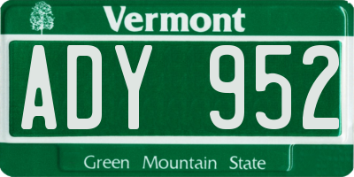 VT license plate ADY952