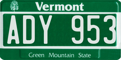 VT license plate ADY953
