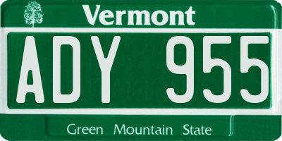 VT license plate ADY955