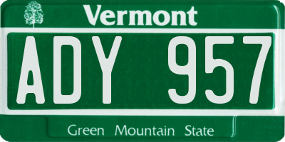 VT license plate ADY957