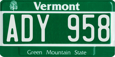 VT license plate ADY958