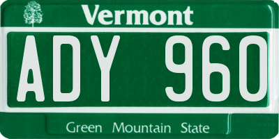 VT license plate ADY960
