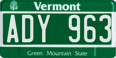 VT license plate ADY963