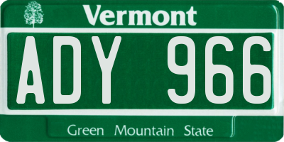 VT license plate ADY966