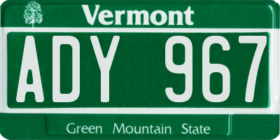 VT license plate ADY967