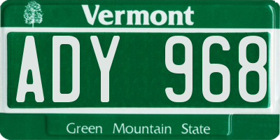 VT license plate ADY968