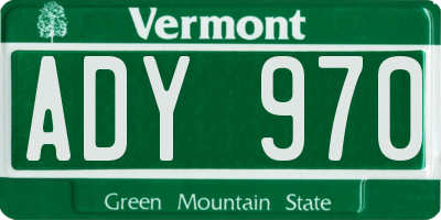 VT license plate ADY970