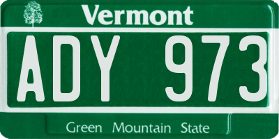 VT license plate ADY973
