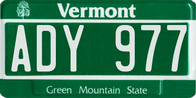 VT license plate ADY977