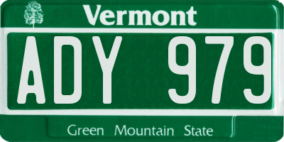 VT license plate ADY979