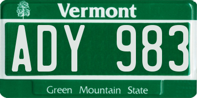 VT license plate ADY983