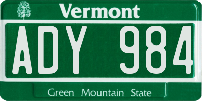 VT license plate ADY984