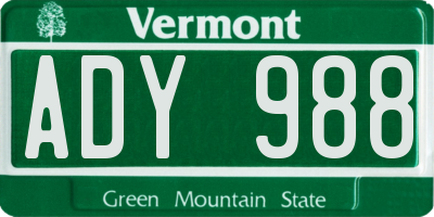 VT license plate ADY988