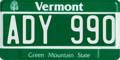 VT license plate ADY990