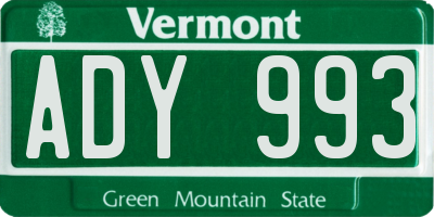 VT license plate ADY993