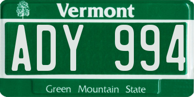 VT license plate ADY994