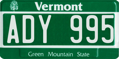 VT license plate ADY995