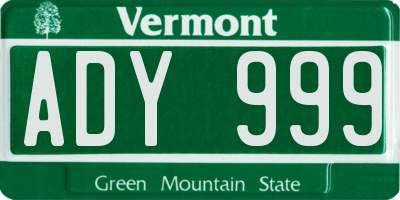 VT license plate ADY999