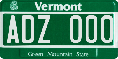 VT license plate ADZ000