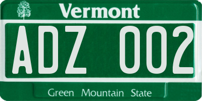 VT license plate ADZ002