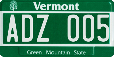 VT license plate ADZ005