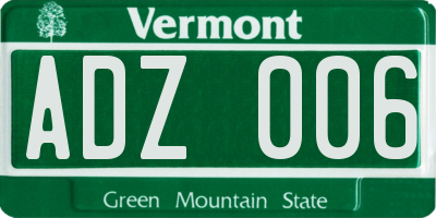 VT license plate ADZ006