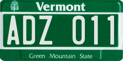 VT license plate ADZ011