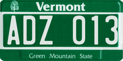 VT license plate ADZ013