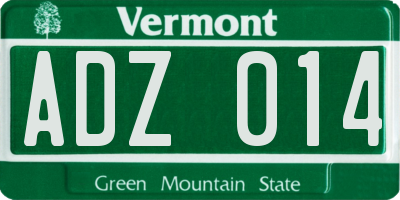 VT license plate ADZ014