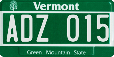 VT license plate ADZ015