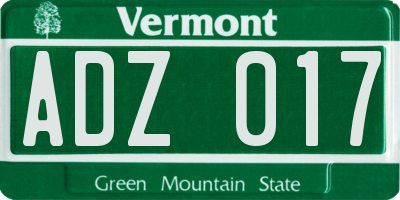 VT license plate ADZ017