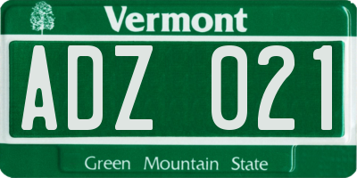 VT license plate ADZ021