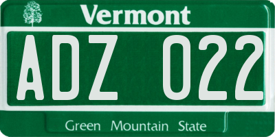 VT license plate ADZ022