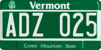 VT license plate ADZ025