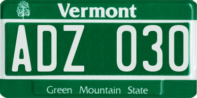 VT license plate ADZ030