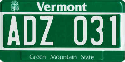 VT license plate ADZ031