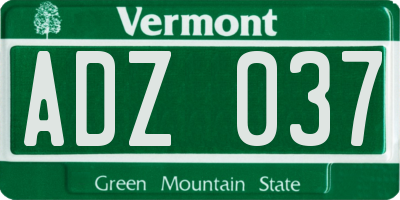 VT license plate ADZ037