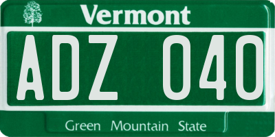 VT license plate ADZ040