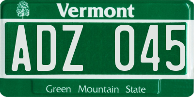 VT license plate ADZ045