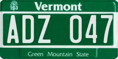 VT license plate ADZ047