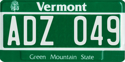 VT license plate ADZ049