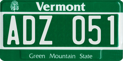 VT license plate ADZ051