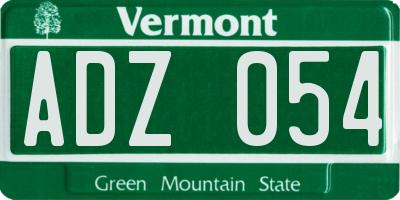VT license plate ADZ054