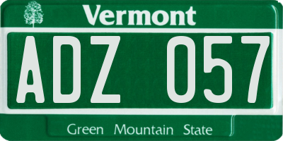 VT license plate ADZ057