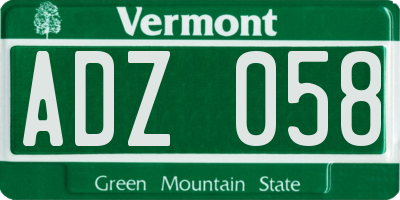 VT license plate ADZ058